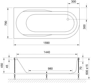Гидромассажная ванна Royal Bath Azur Standart 160x80см левая белый RB614202ST-L